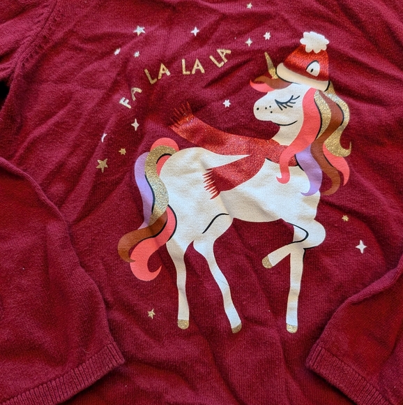 H&M Christmas Unicorn Sweater 6X-7 Dark Red - Picture 2 of 3